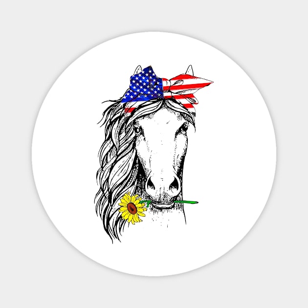 Horse Bandana Farm Animal Lover American 4th Of July Magnet by Rumsa